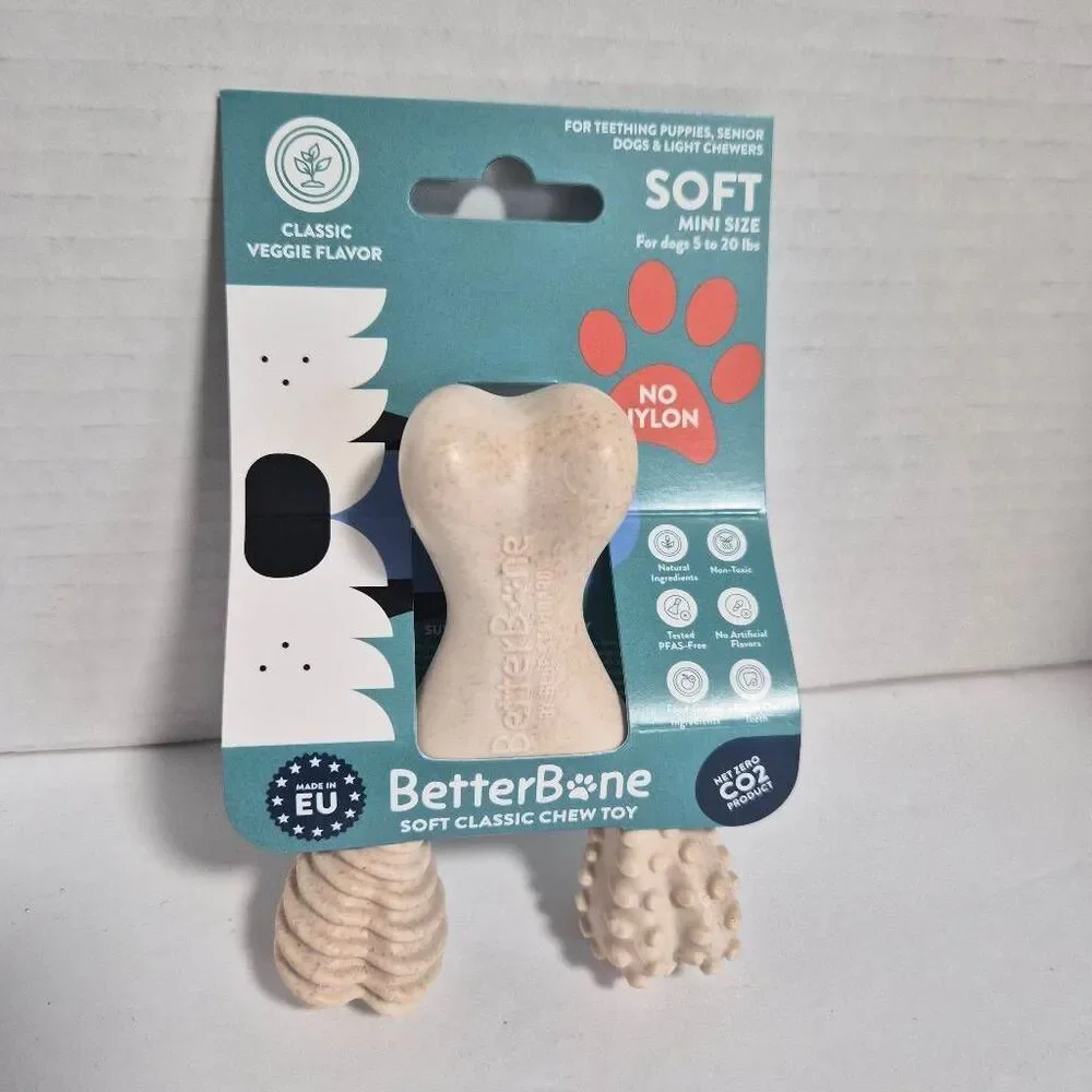 NIB 6pk BetterBone Mini Soft Classic Veggie Flavor Dog Chews Treats Toys